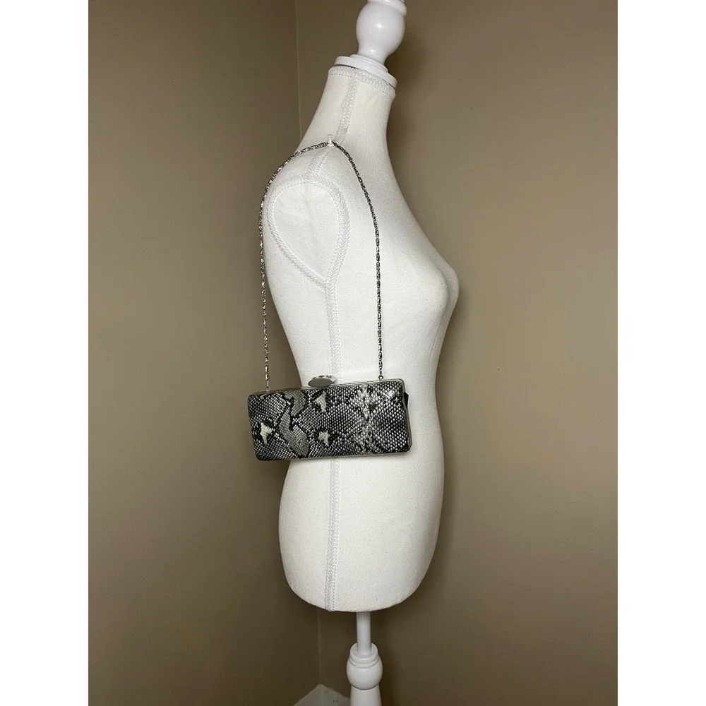 Women's Faux Leather Snakeskin Envelope Clutch Bag Convertible‎ Shoulder Strap